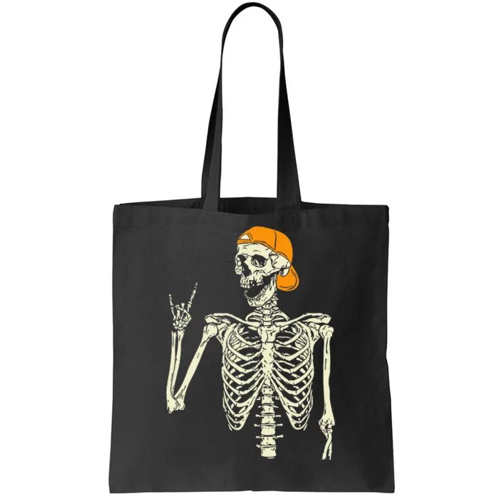 Rocker Skeleton Cap Skater Cool Halloween Punk Rock Tote Bag