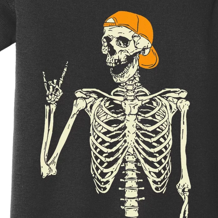 Rocker Skeleton Cap Skater Cool Halloween Punk Rock Baby Bodysuit