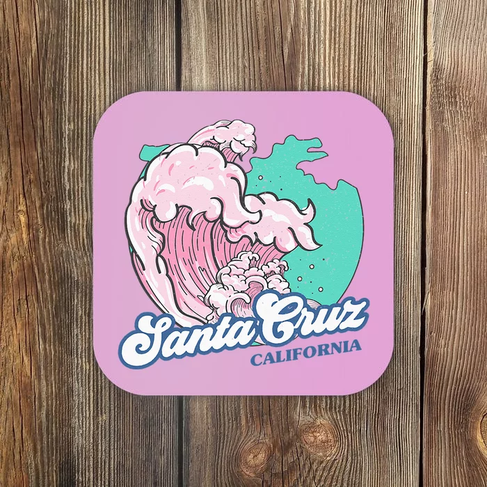 Retro Santa Cruz California Beach Surfing Coaster