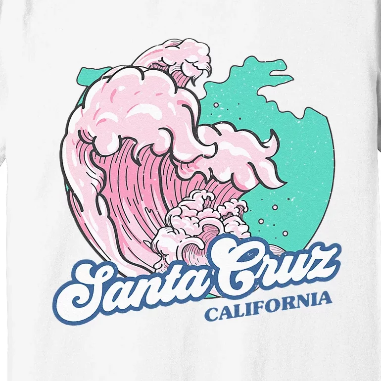 Retro Santa Cruz California Beach Surfing Premium T-Shirt