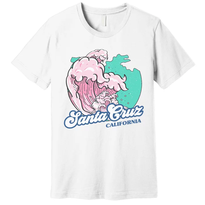 Retro Santa Cruz California Beach Surfing Premium T-Shirt