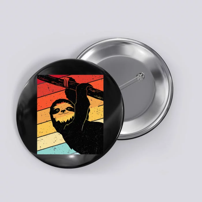 Retro Sloth Cute Sloth Lover Sloth Button