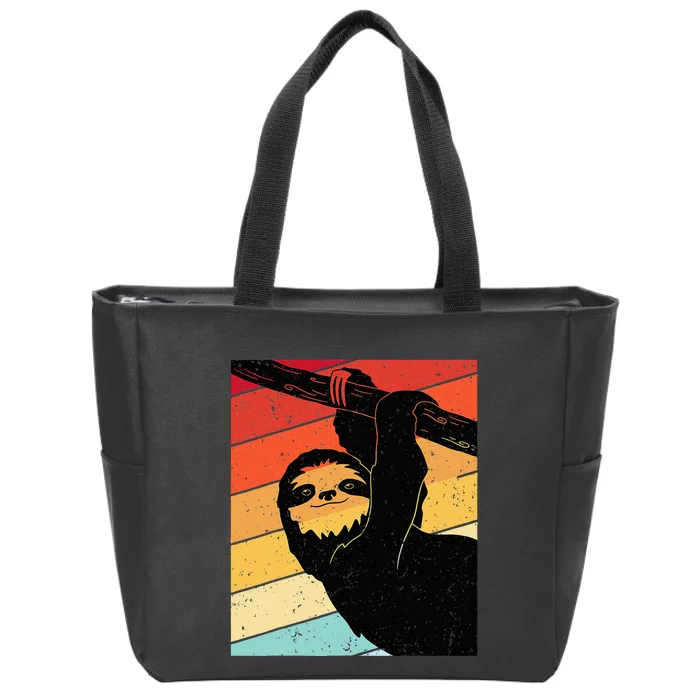 Retro Sloth Cute Sloth Lover Sloth Zip Tote Bag