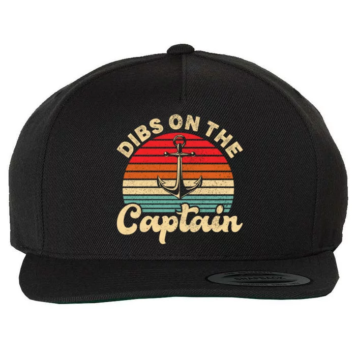 Retro Sunset Captain Wife Funny Dibs On The Captain Gift Wool Snapback Cap