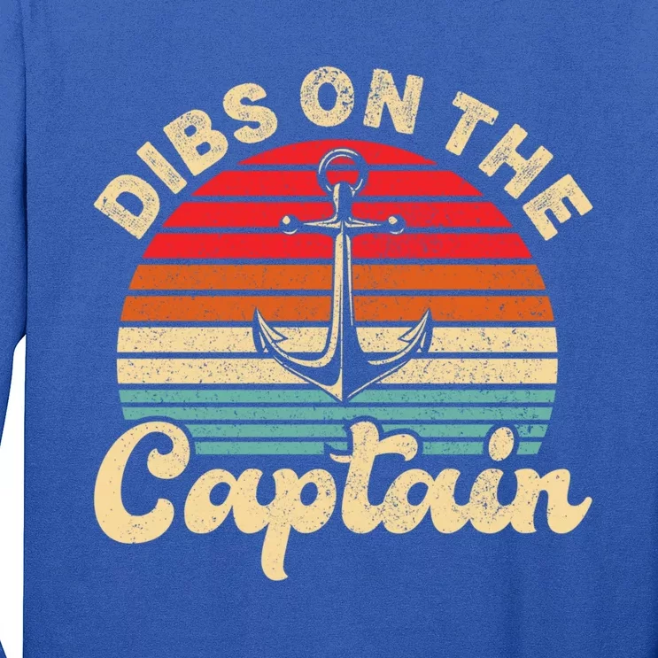 Retro Sunset Captain Wife Funny Dibs On The Captain Gift Long Sleeve Shirt