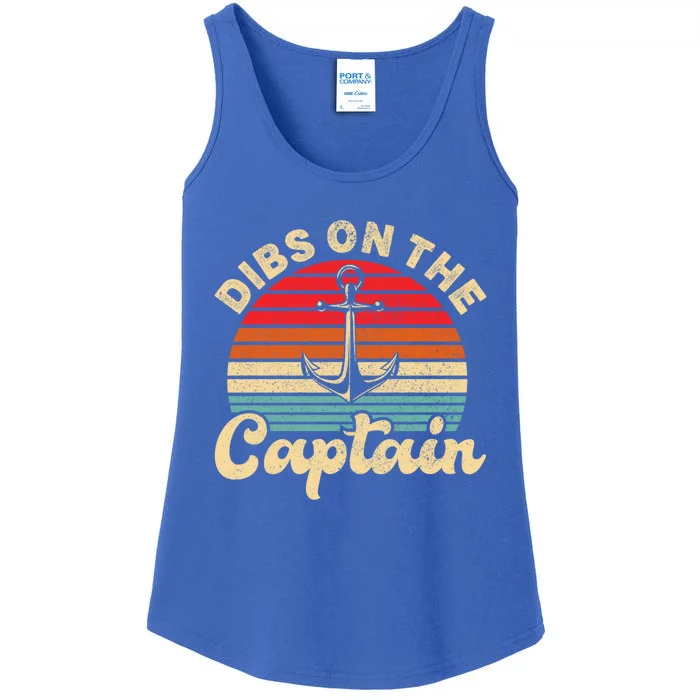 Retro Sunset Captain Wife Funny Dibs On The Captain Gift Ladies Essential Tank