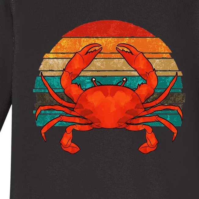 Retro Seafood Crab Lover Crabbing Sea Animal Crab Baby Long Sleeve Bodysuit