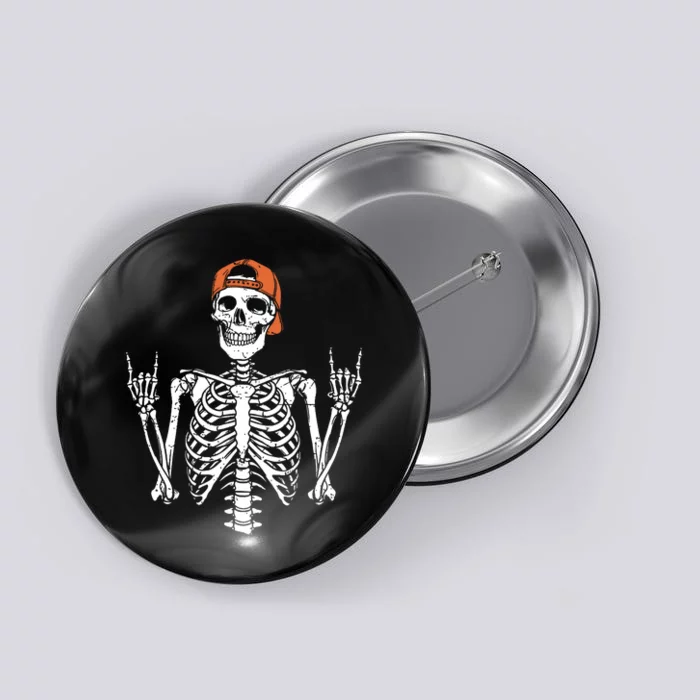 Rocker Skeleton Cap Skater Halloween Rock Button