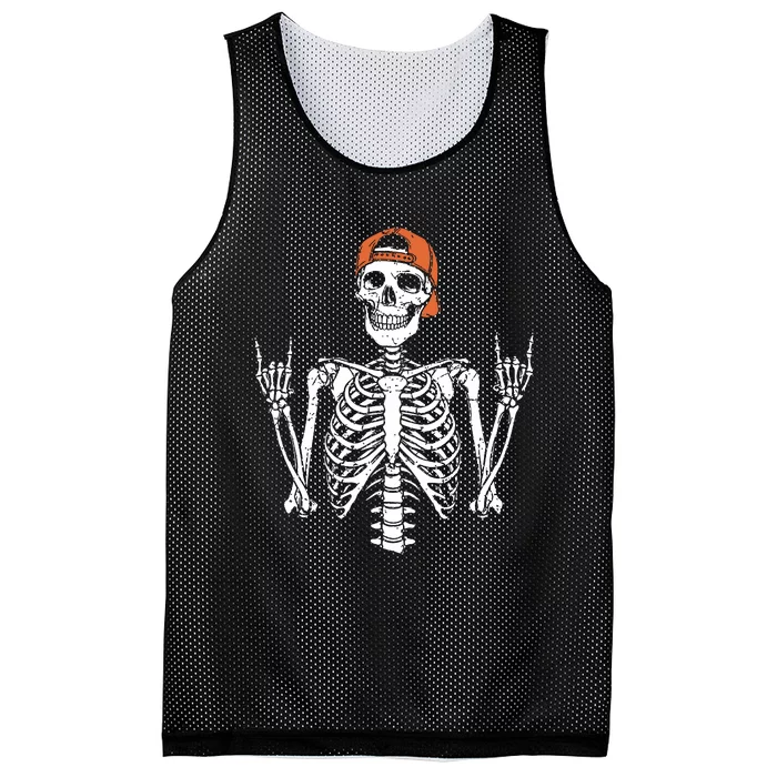 Rocker Skeleton Cap Skater Halloween Rock Mesh Reversible Basketball Jersey Tank