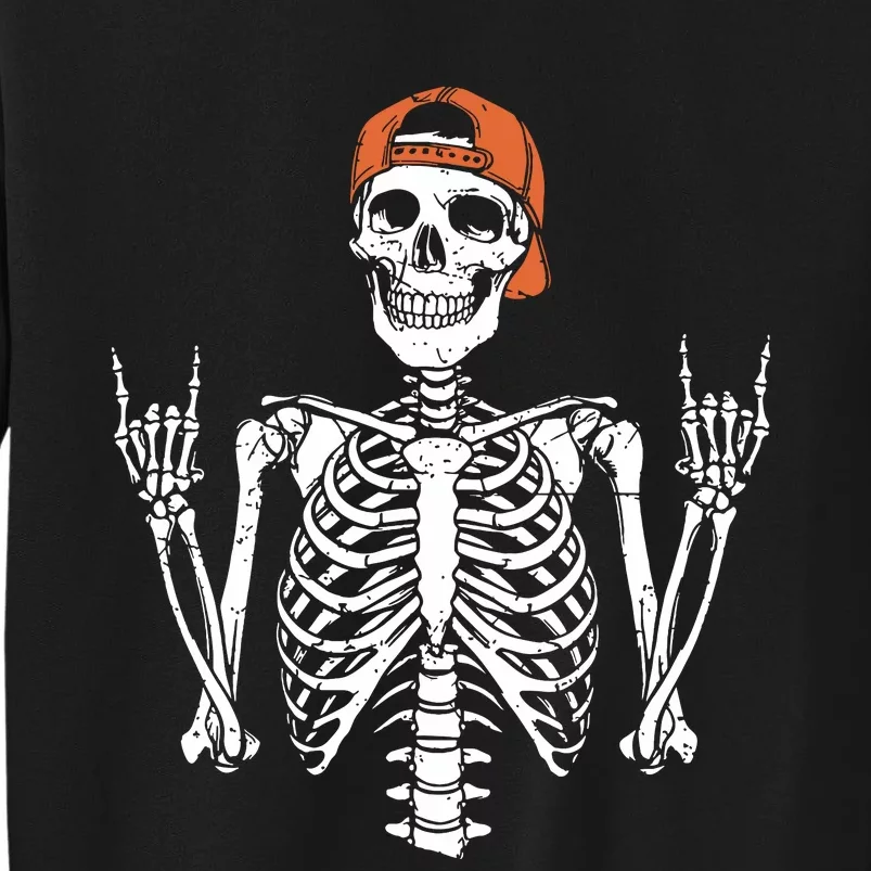 Rocker Skeleton Cap Skater Halloween Rock Tall Sweatshirt