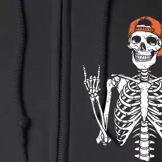 Rocker Skeleton Cap Skater Halloween Rock Full Zip Hoodie