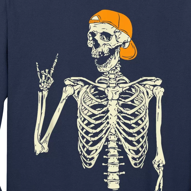 Rocker Skeleton Cap Skater Cool Halloween Punk Rock  Boy Long Sleeve Shirt