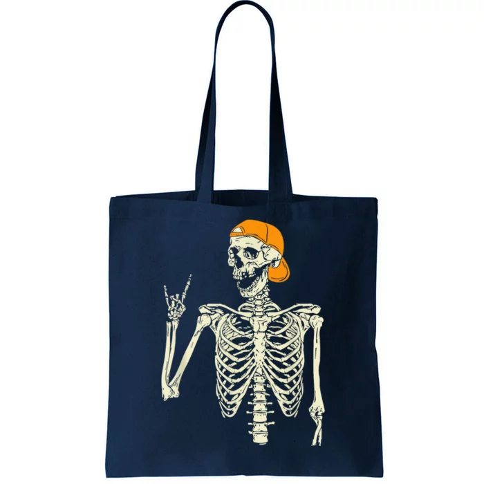 Rocker Skeleton Cap Skater Cool Halloween Punk Rock  Boy Tote Bag