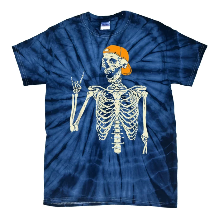 Rocker Skeleton Cap Skater Cool Halloween Punk Rock  Boy Tie-Dye T-Shirt