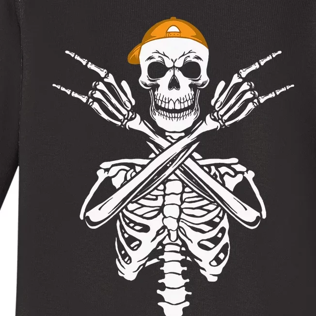 Rocker Skeleton Cap Skater Halloween Hand Rock Baby Long Sleeve Bodysuit