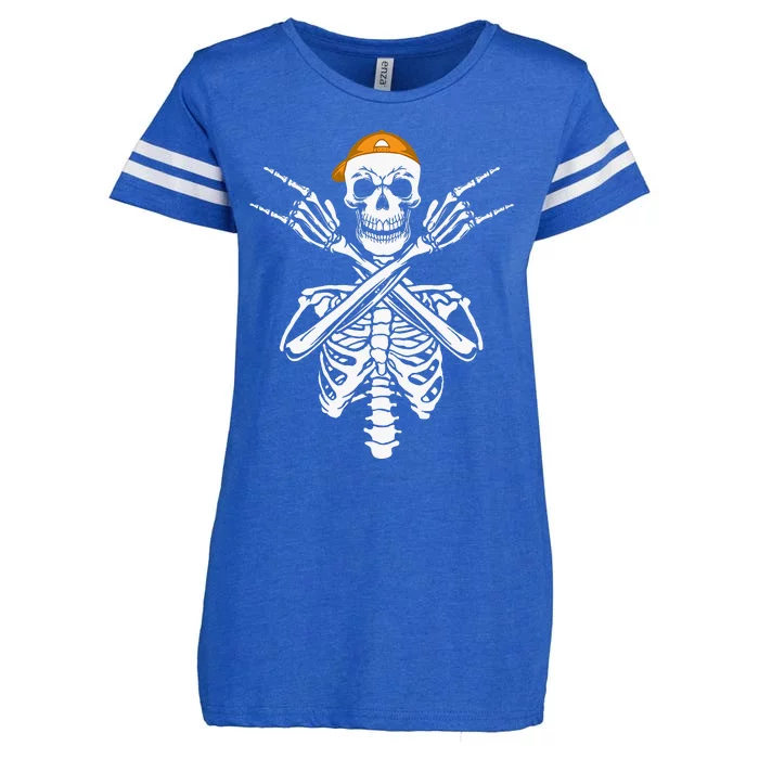 Rocker Skeleton Cap Skater Halloween Hand Rock Enza Ladies Jersey Football T-Shirt