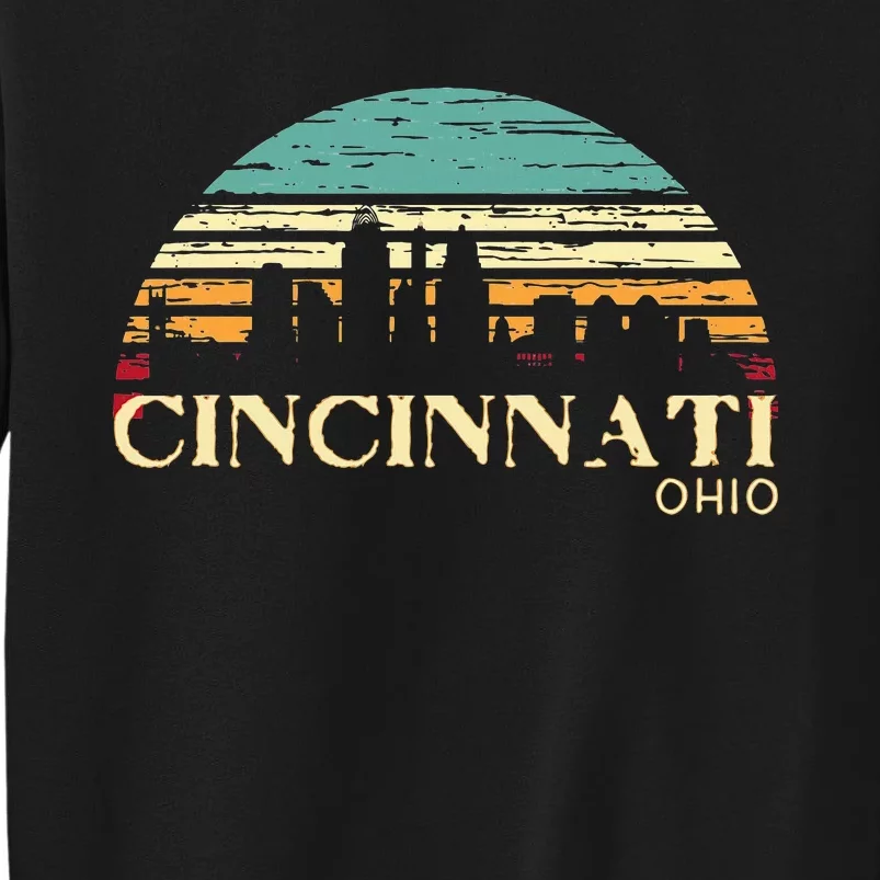 Retro Sunset Cincy Downtown Cincinnati Ohio Skyline Art Gift Tall Sweatshirt