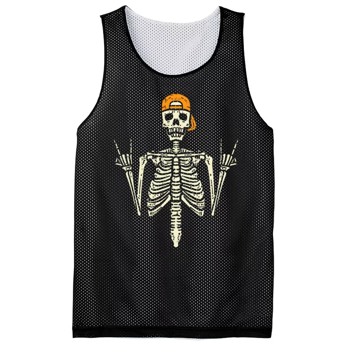 Rocker Skeleton Cap Skater Cool Halloween Punk Rock Mesh Reversible Basketball Jersey Tank