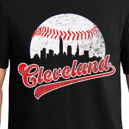 Retro Skyline Cleveland Baseball Pajama Set