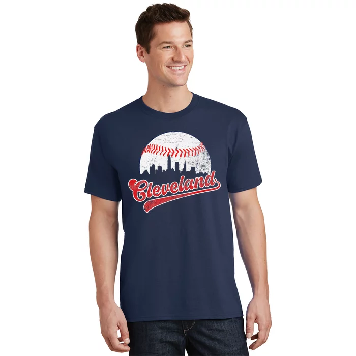 Retro Skyline Cleveland Baseball T-Shirt