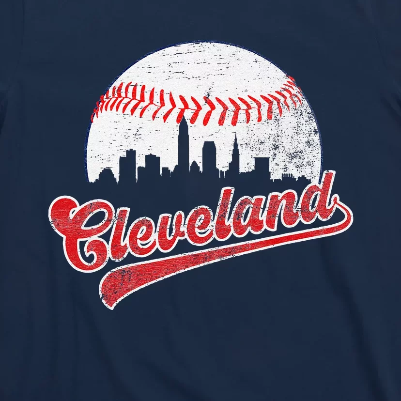 Retro Skyline Cleveland Baseball T-Shirt