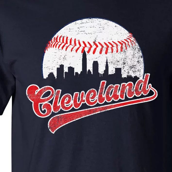 Retro Skyline Cleveland Baseball Tall T-Shirt