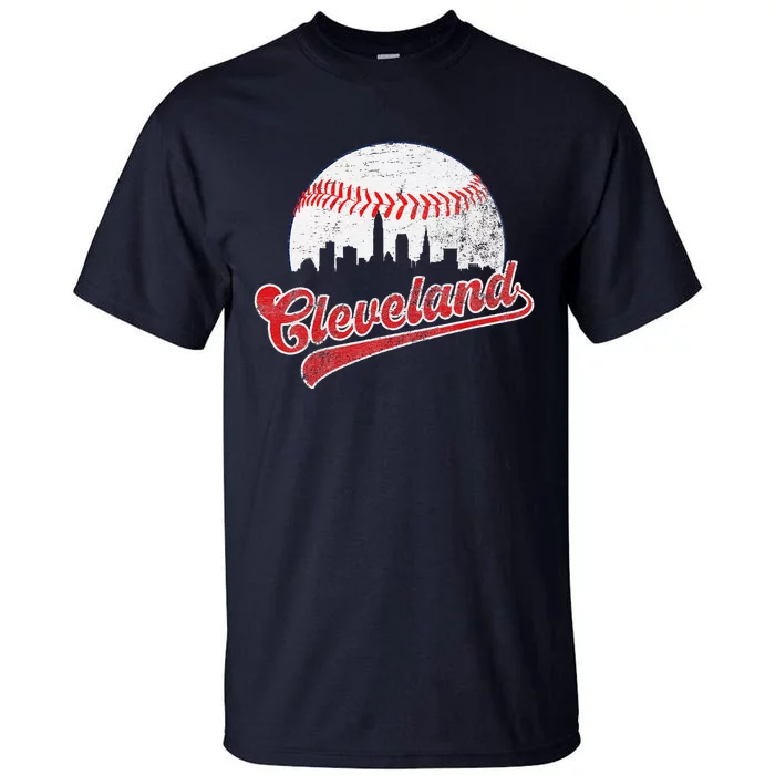 Retro Skyline Cleveland Baseball Tall T-Shirt