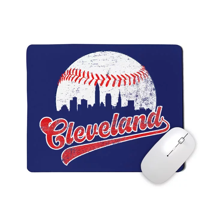 Retro Skyline Cleveland Baseball Mousepad