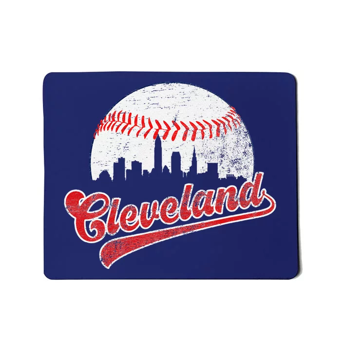 Retro Skyline Cleveland Baseball Mousepad