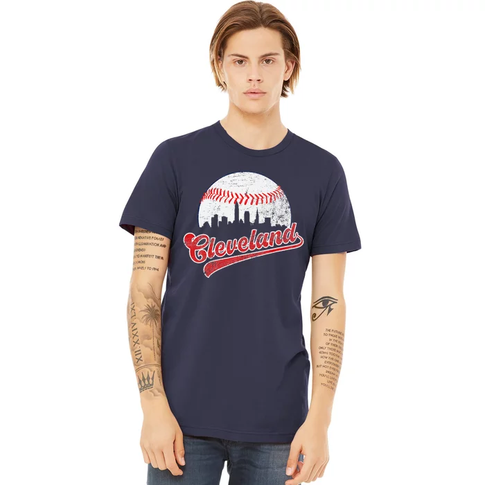 Retro Skyline Cleveland Baseball Premium T-Shirt