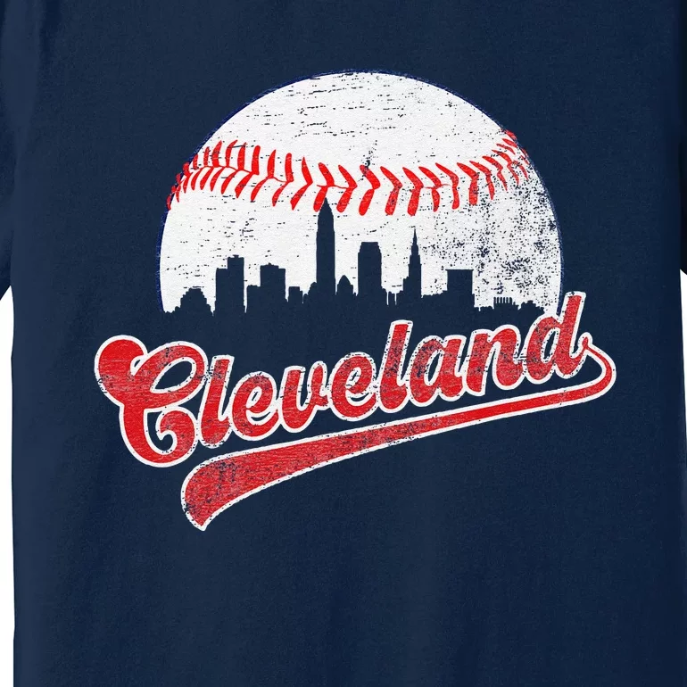 Retro Skyline Cleveland Baseball Premium T-Shirt