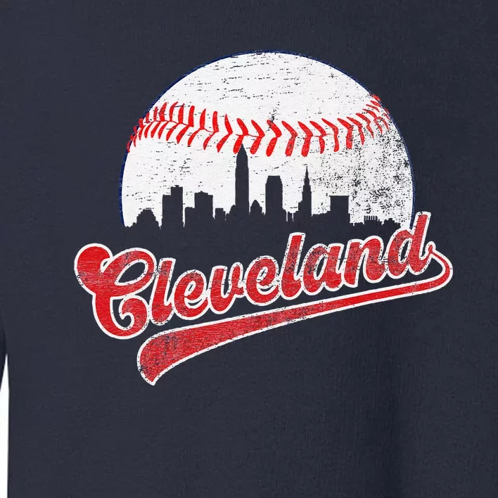 Retro Skyline Cleveland Baseball Toddler Sweatshirt