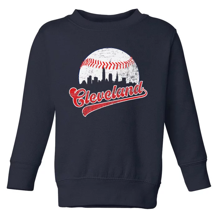 Retro Skyline Cleveland Baseball Toddler Sweatshirt