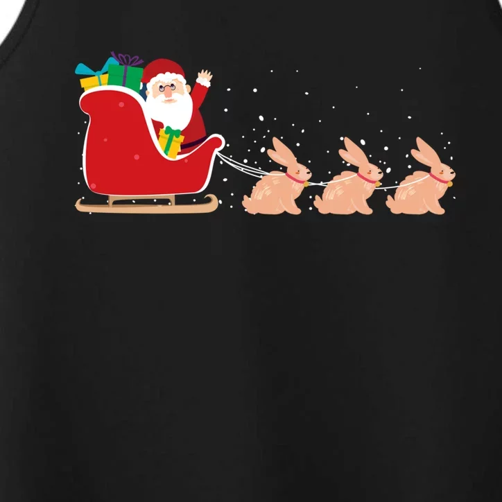 Rabbit Santa Christmas Sleigh Funny Rabbit Xmas Gift Performance Tank