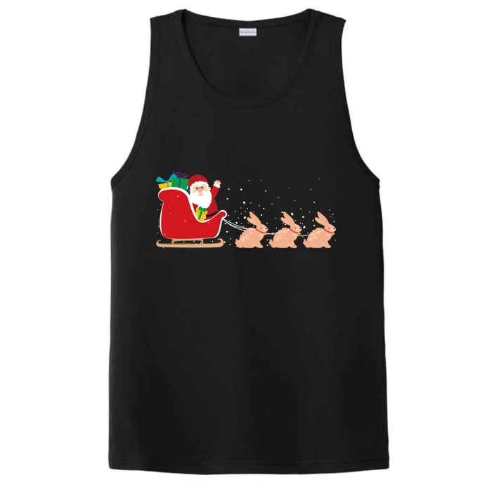 Rabbit Santa Christmas Sleigh Funny Rabbit Xmas Gift Performance Tank