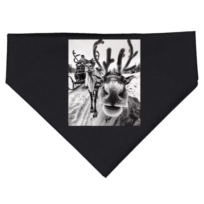 Reindeer Selfie Christmas USA-Made Doggie Bandana