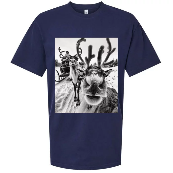 Reindeer Selfie Christmas Sueded Cloud Jersey T-Shirt