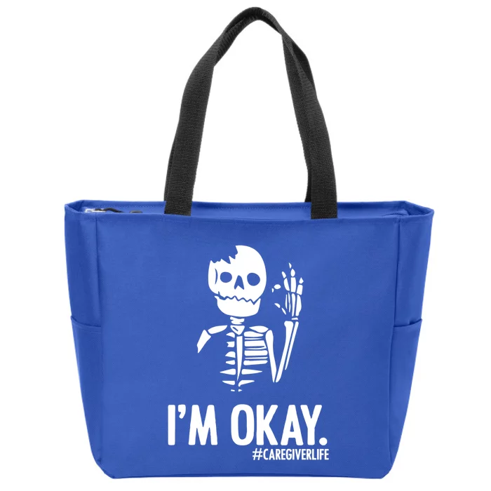 Rainbow Skeleton Caregiving Life Nurse Caregivers Gift Zip Tote Bag