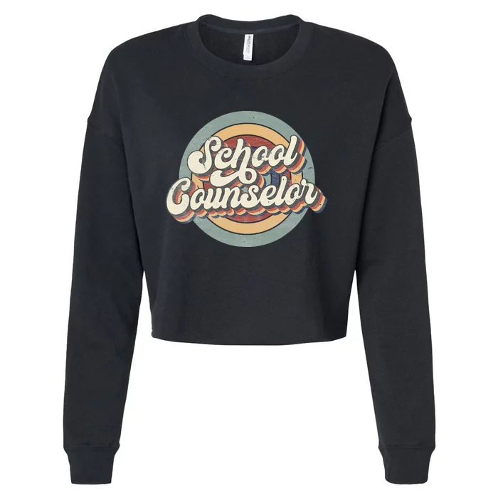 Retro School Counselor Back To School Teacher Squad Crew Cropped Pullover Crew