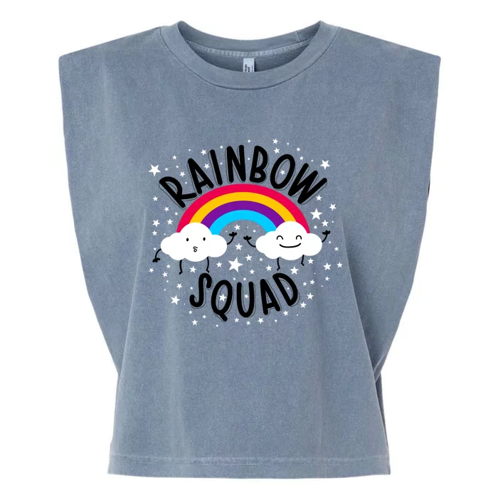 Rainbow Squad Cute Funny Cloud Sky Stars Garment-Dyed Women's Muscle Tee