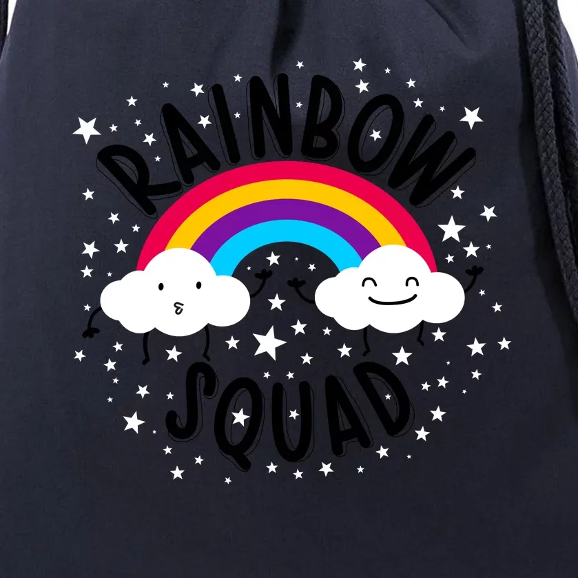 Rainbow Squad Cute Funny Cloud Sky Stars Drawstring Bag