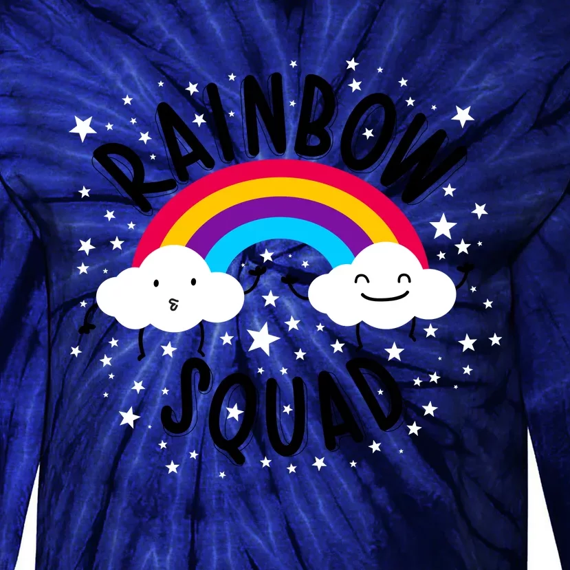 Rainbow Squad Cute Funny Cloud Sky Stars Tie-Dye Long Sleeve Shirt