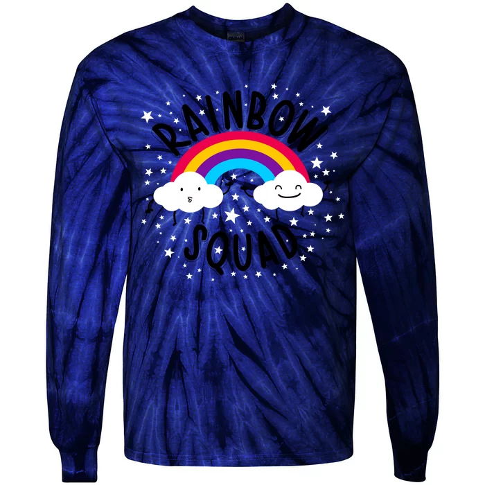 Rainbow Squad Cute Funny Cloud Sky Stars Tie-Dye Long Sleeve Shirt