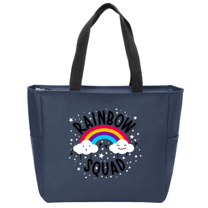 Rainbow Squad Cute Funny Cloud Sky Stars Zip Tote Bag