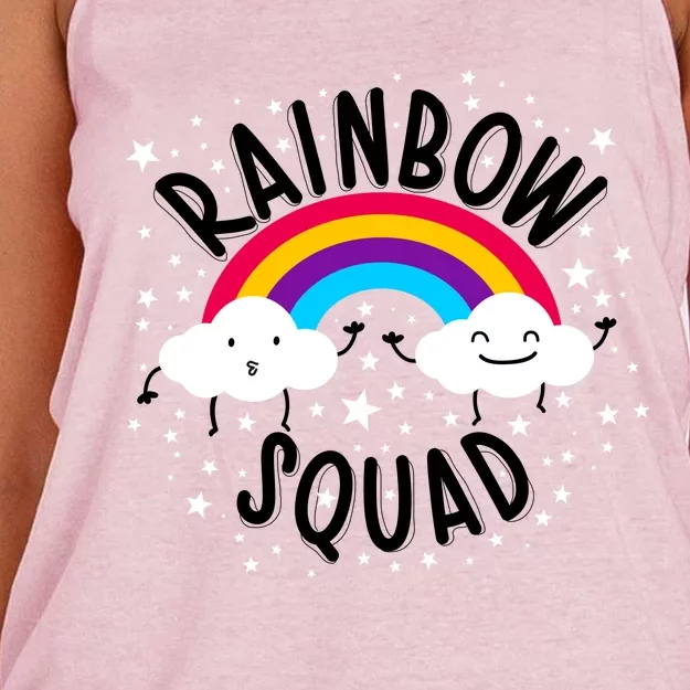 Rainbow Squad Cute Funny Cloud Sky Stars Women's Knotted Racerback Tank