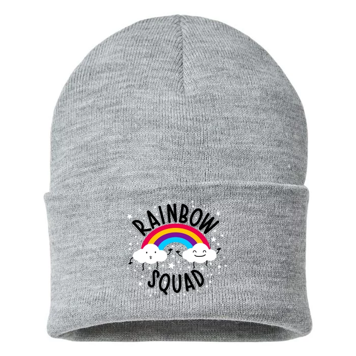 Rainbow Squad Cute Funny Cloud Sky Stars Sustainable Knit Beanie