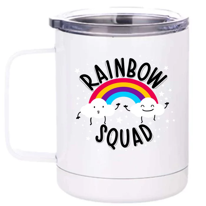 Rainbow Squad Cute Funny Cloud Sky Stars Front & Back 12oz Stainless Steel Tumbler Cup