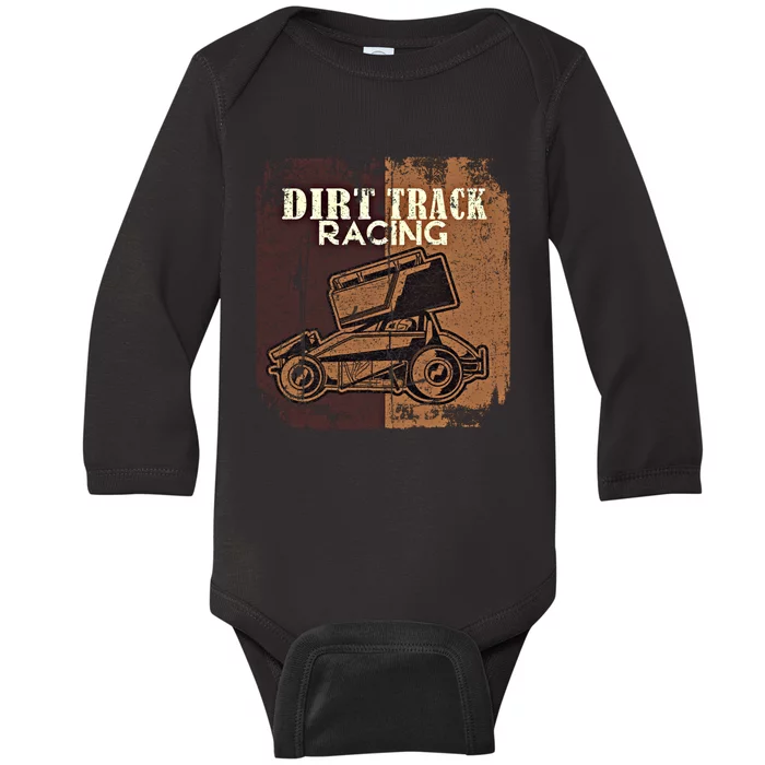 Retro Sprint Car Dirt Track Racing Race Motorsport Fan Gift Baby Long Sleeve Bodysuit