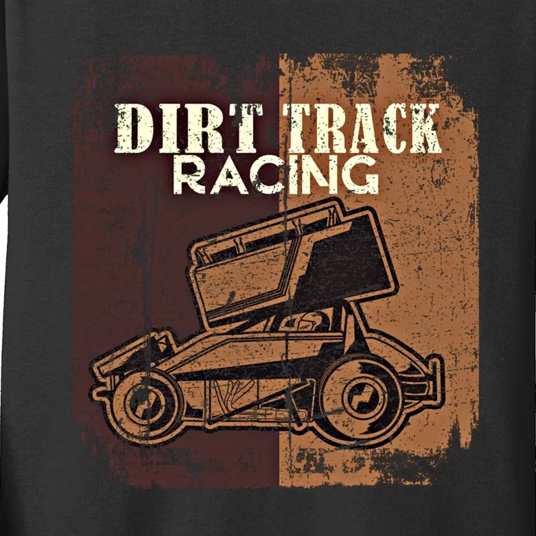 Retro Sprint Car Dirt Track Racing Race Motorsport Fan Gift Kids Long Sleeve Shirt