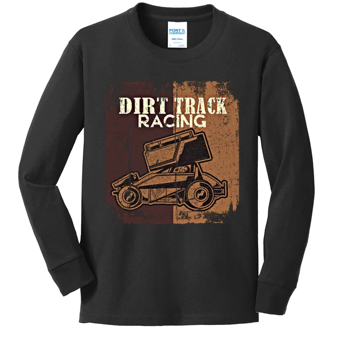 Retro Sprint Car Dirt Track Racing Race Motorsport Fan Gift Kids Long Sleeve Shirt